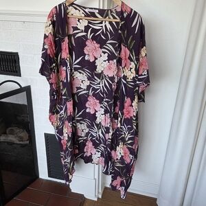 San Lorenzo Bikini Summer Cover Up Silk Blend One Size Hawaiian Floral